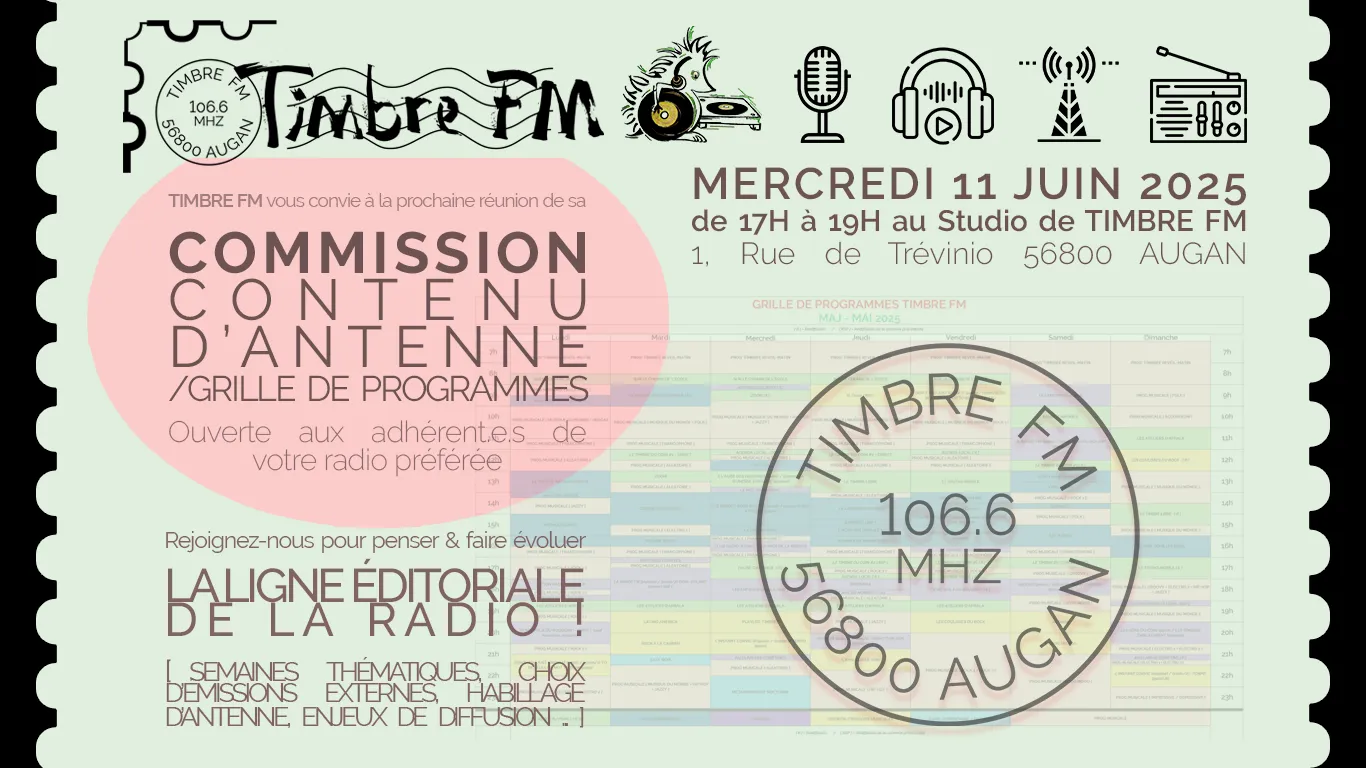 11/06/2025 => COMMISSION CONTENU D'ANTENNE/GRILLE DE PROGRAMMES : Rejoignez-nous !