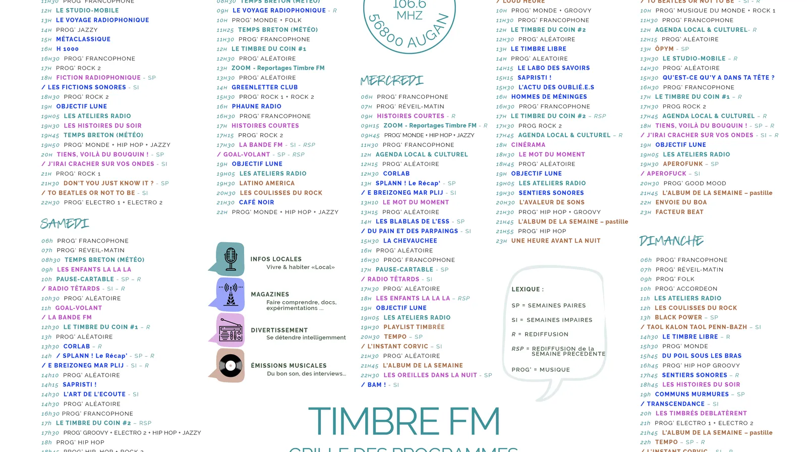 NOUVELLE GRILLE DE PROGRAMMES - RENTRÉE - OCT 2026 !