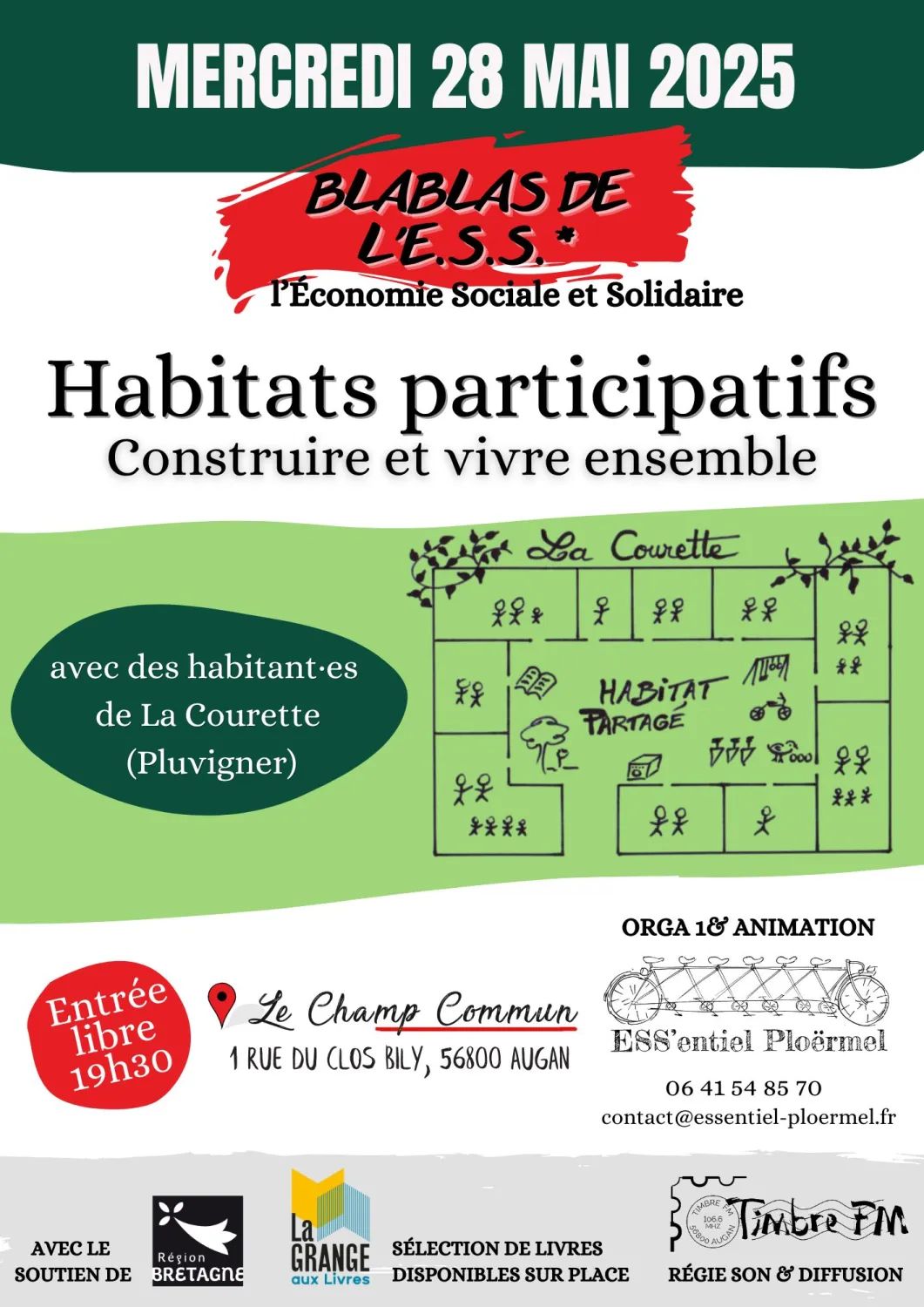 [BLABLAS DE L'ESS] : "Habitats Participatifs : Construire & vivre ensemble" à 19H30 au Champ Commun à Augan !