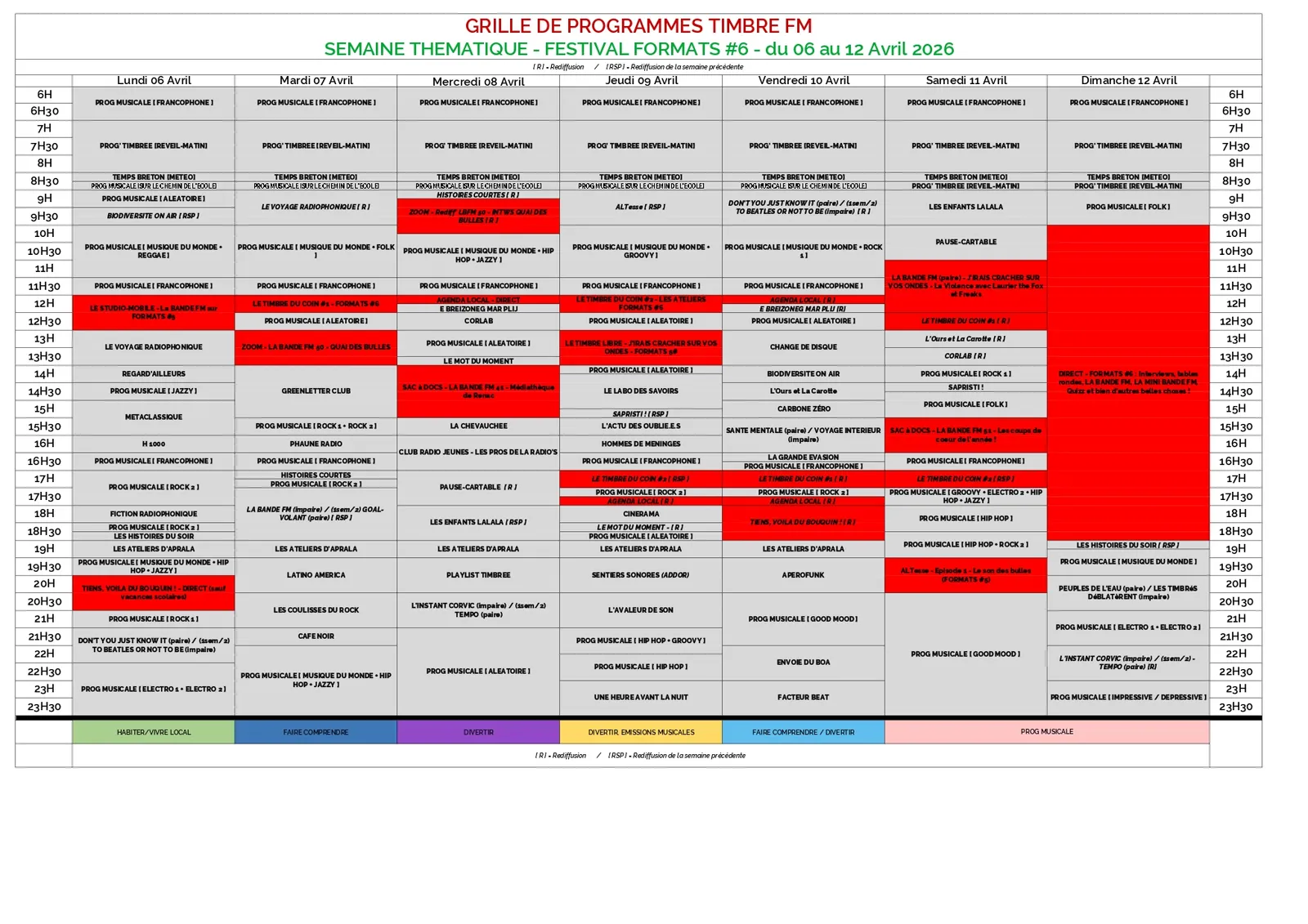 Du 06 au 12/04/2026 => Semaine Thématique "Festival FORMARTS #6, les Rencontres de la BD et de l'Illustration" sur TIMBRE FM : Grille de programmes spéciale !