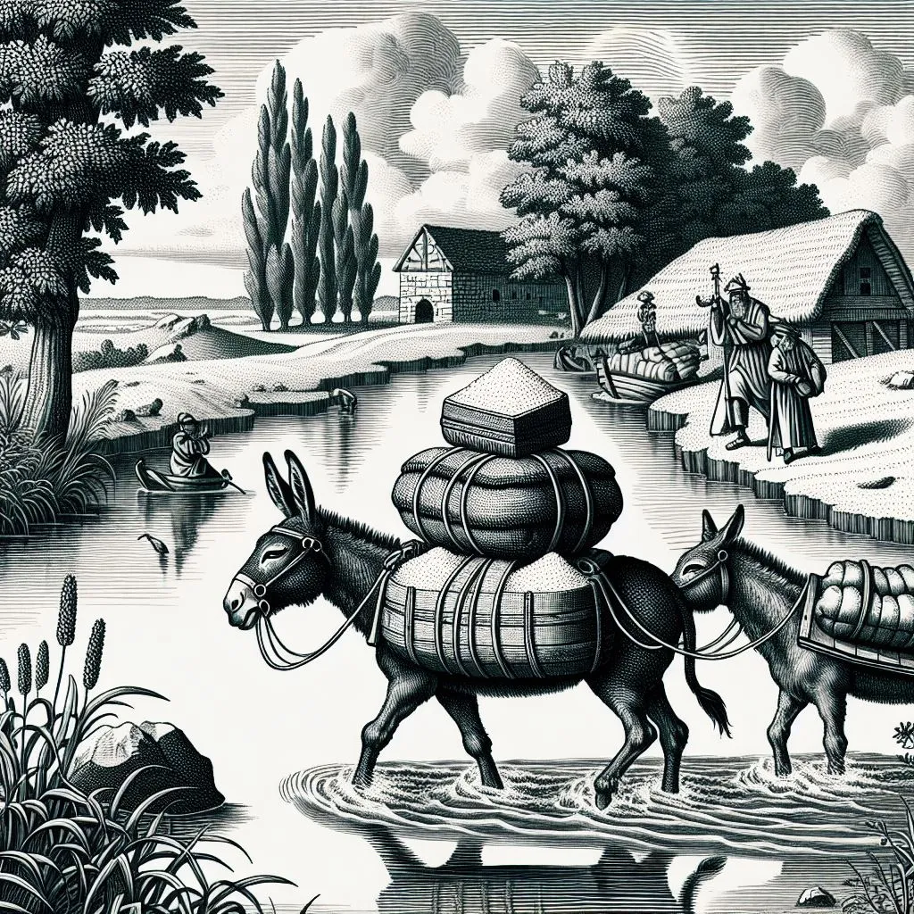 L'Âne chargé d'éponges et l'Âne chargé de sel