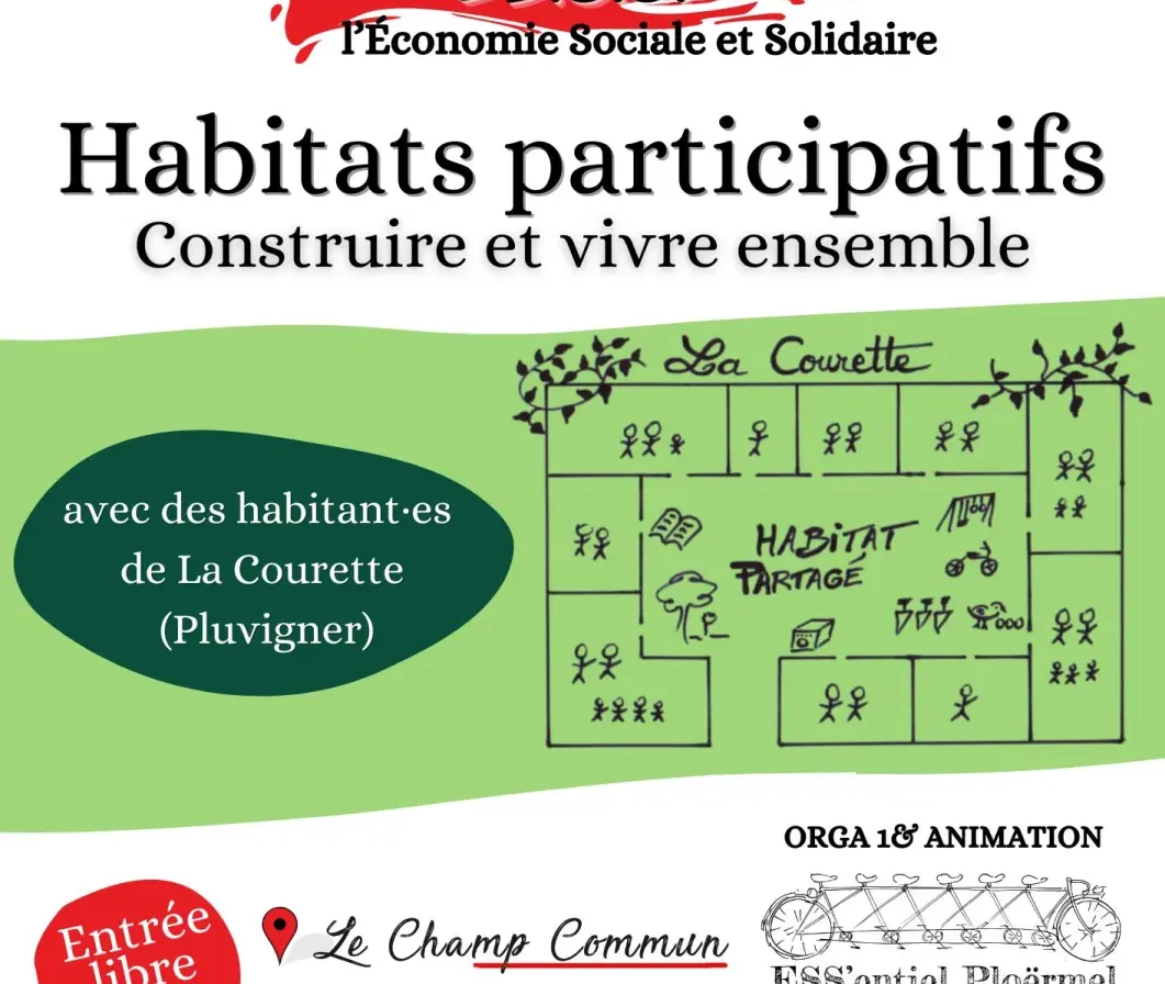 28/05/2025 => [Blablas de l'ESS] : "Habitats Participatifs :  Construire & vivre ensemble" à 19H30 au Champ Commun à Augan !