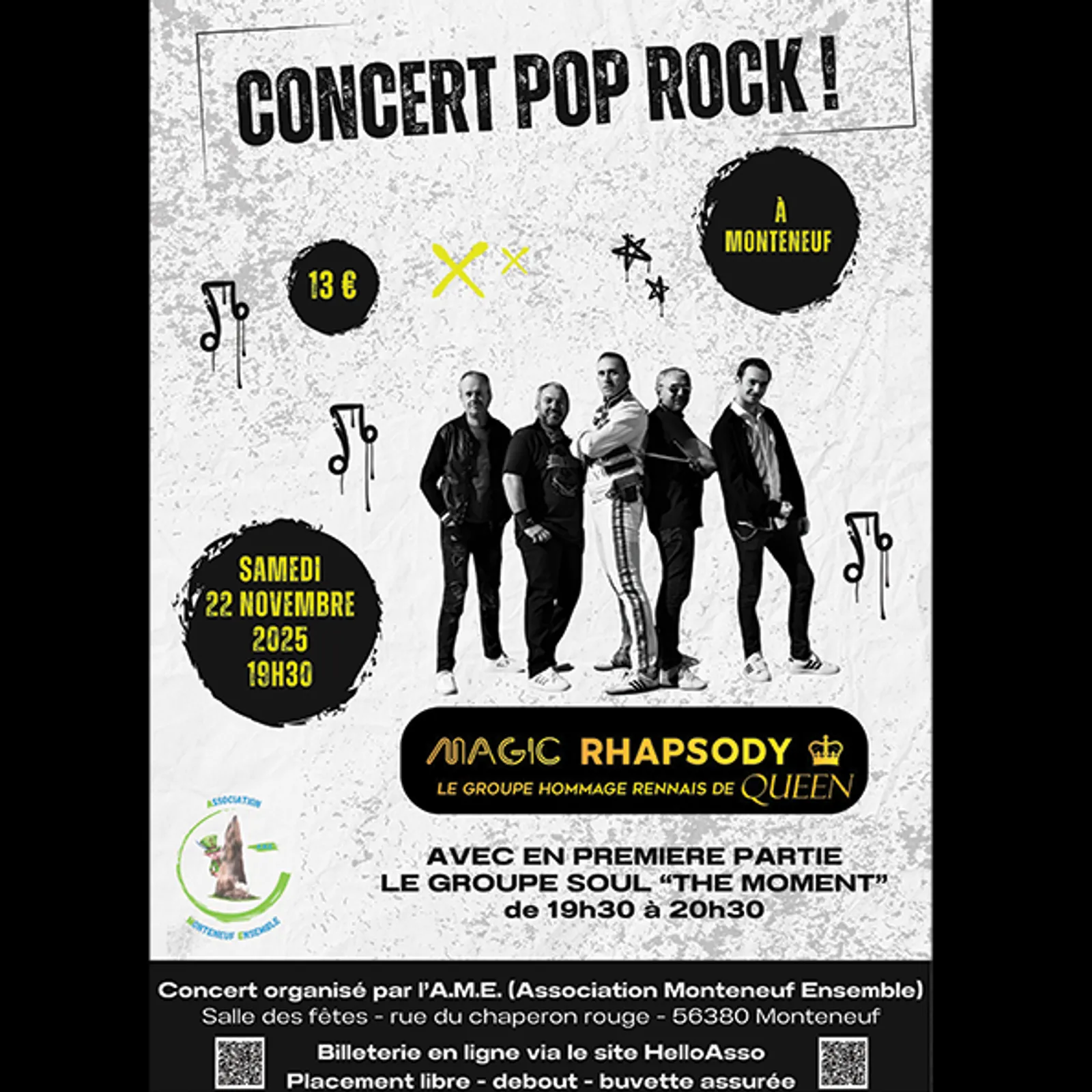 LE TIMBRE DU COIN 2025 => [INTW] Association MONTENEUF ENSEMBLE : Soirée CONCERT Pop-Rock-Soul en Hommage à QUEEN le 22/11/2025