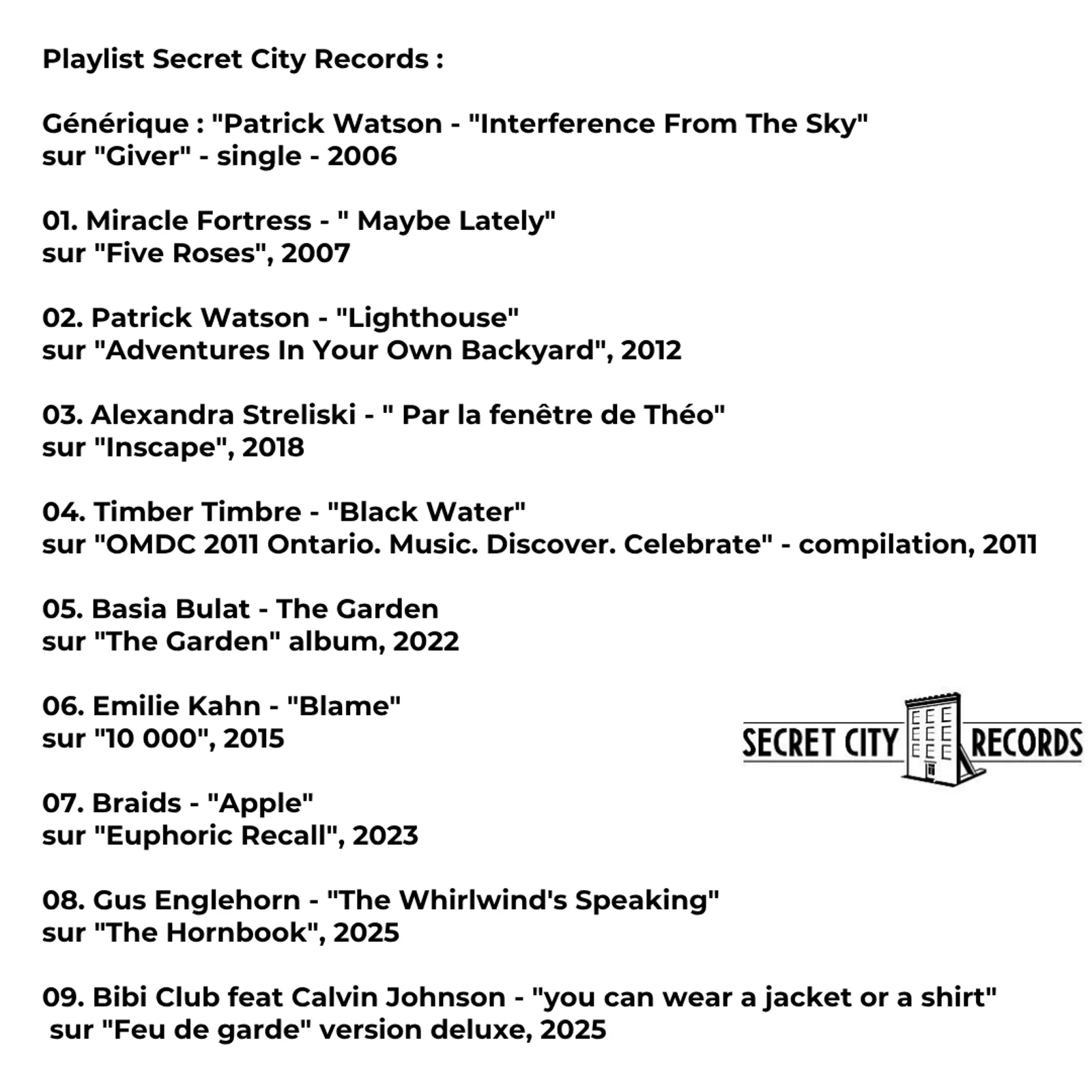  #79 Secret City Records 12/06/2025