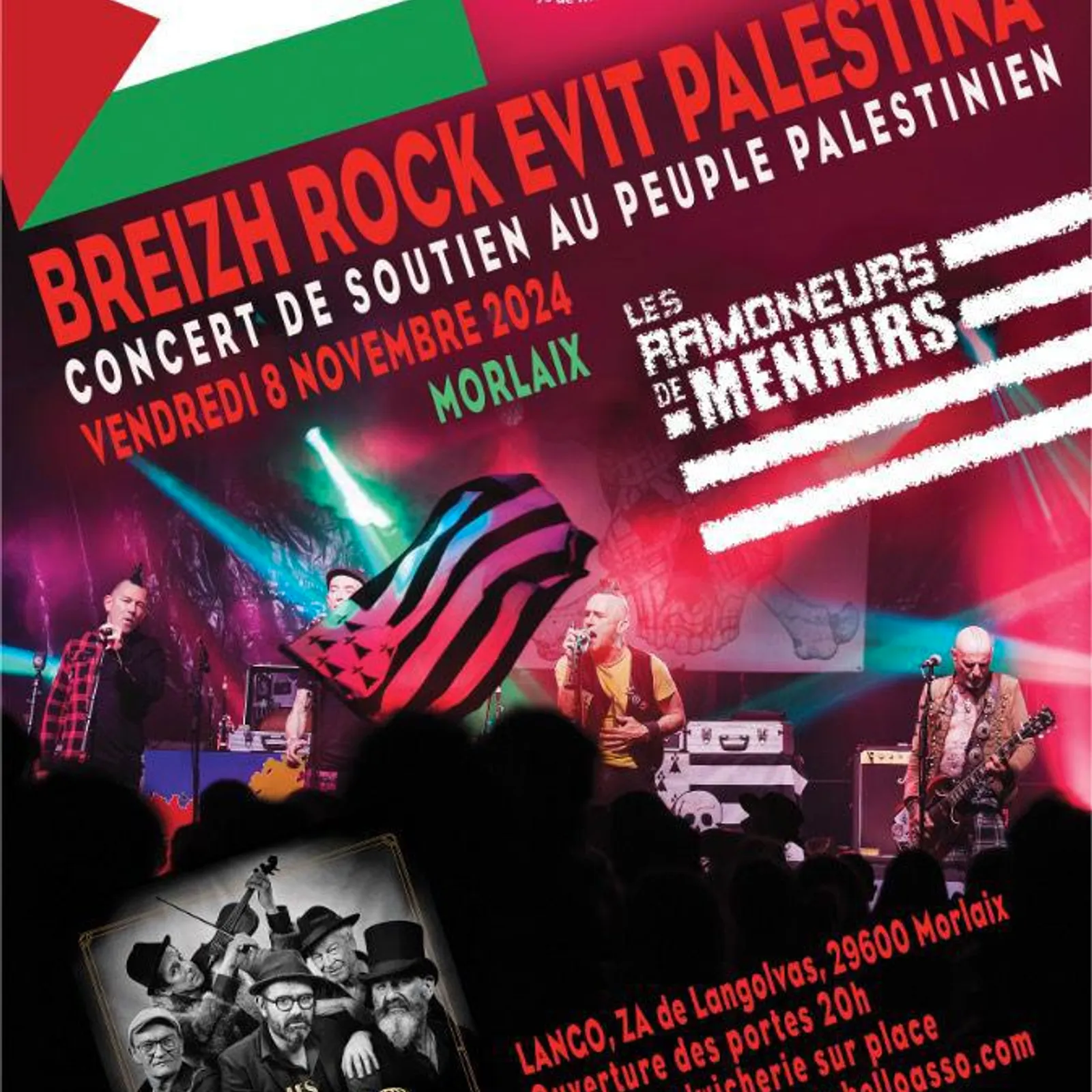 Les ramoneurs de Menhirs 'ba Montroulez evit souten Pobl Palestina