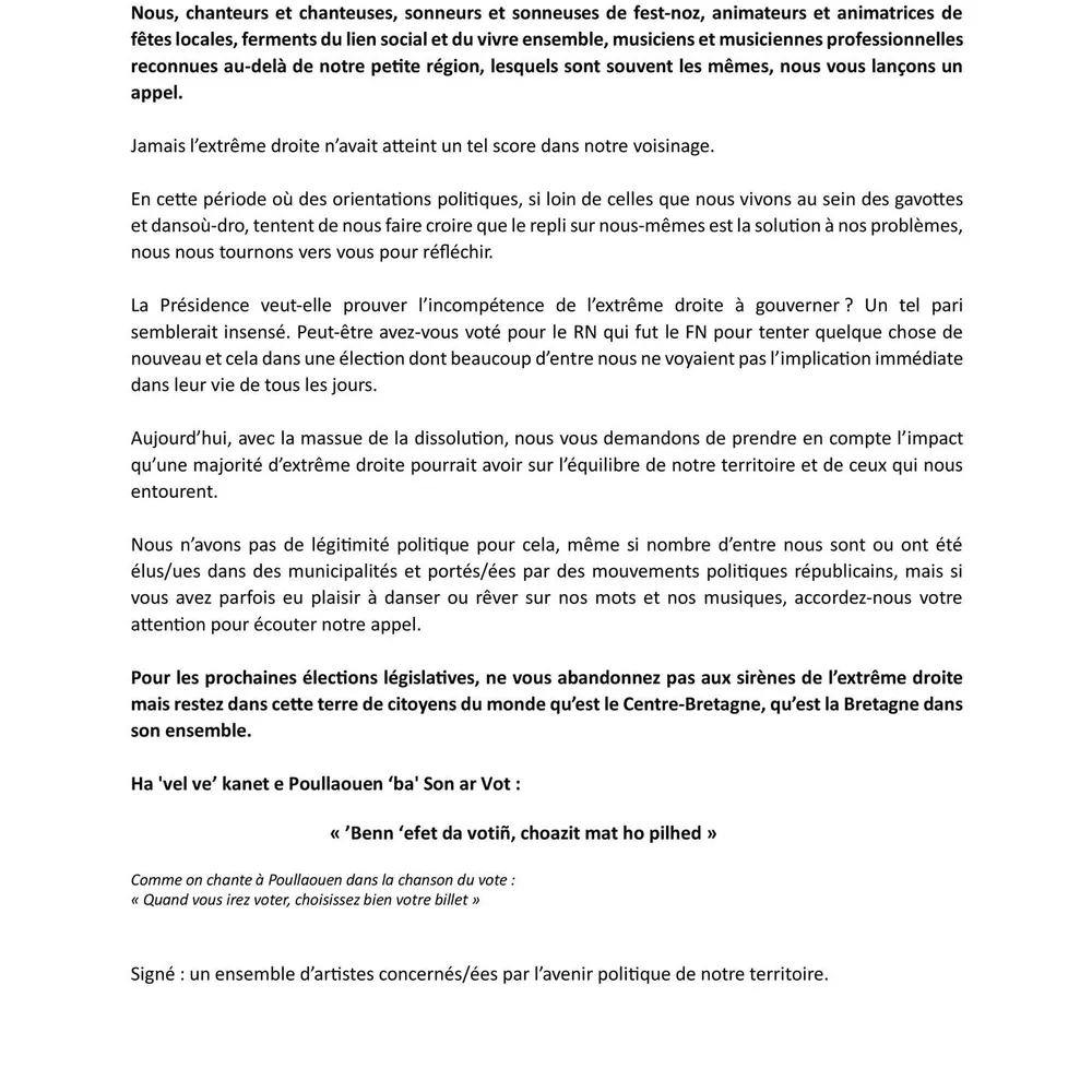 "Ne vous abandonnez pas aux sirènes de l'extrême droite"