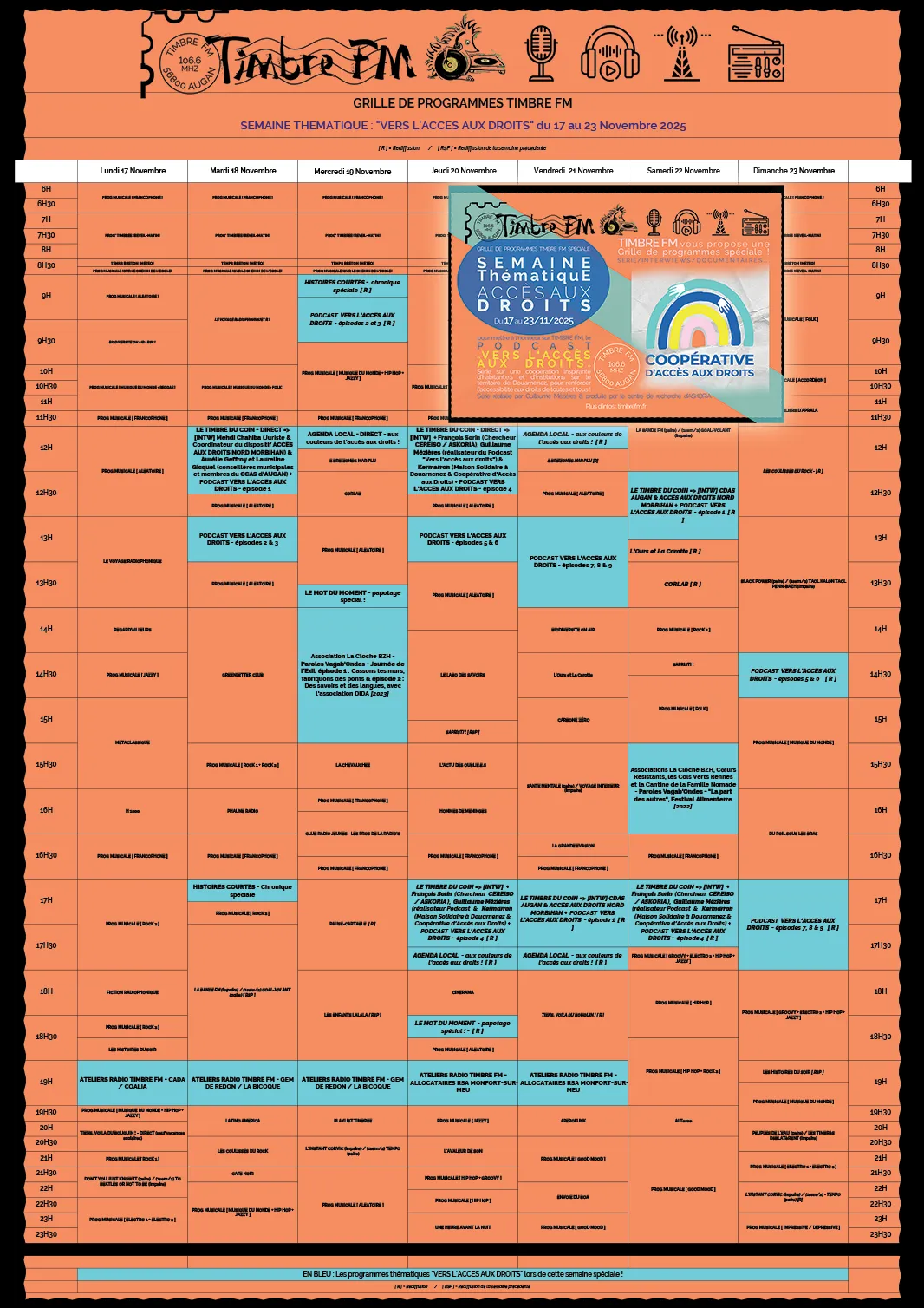 Du 17 au 23/11/2025 => Semaine Thématique "VERS L’ACCÈS AUX DROITS" sur TIMBRE FM : Grille de programmes spéciale !