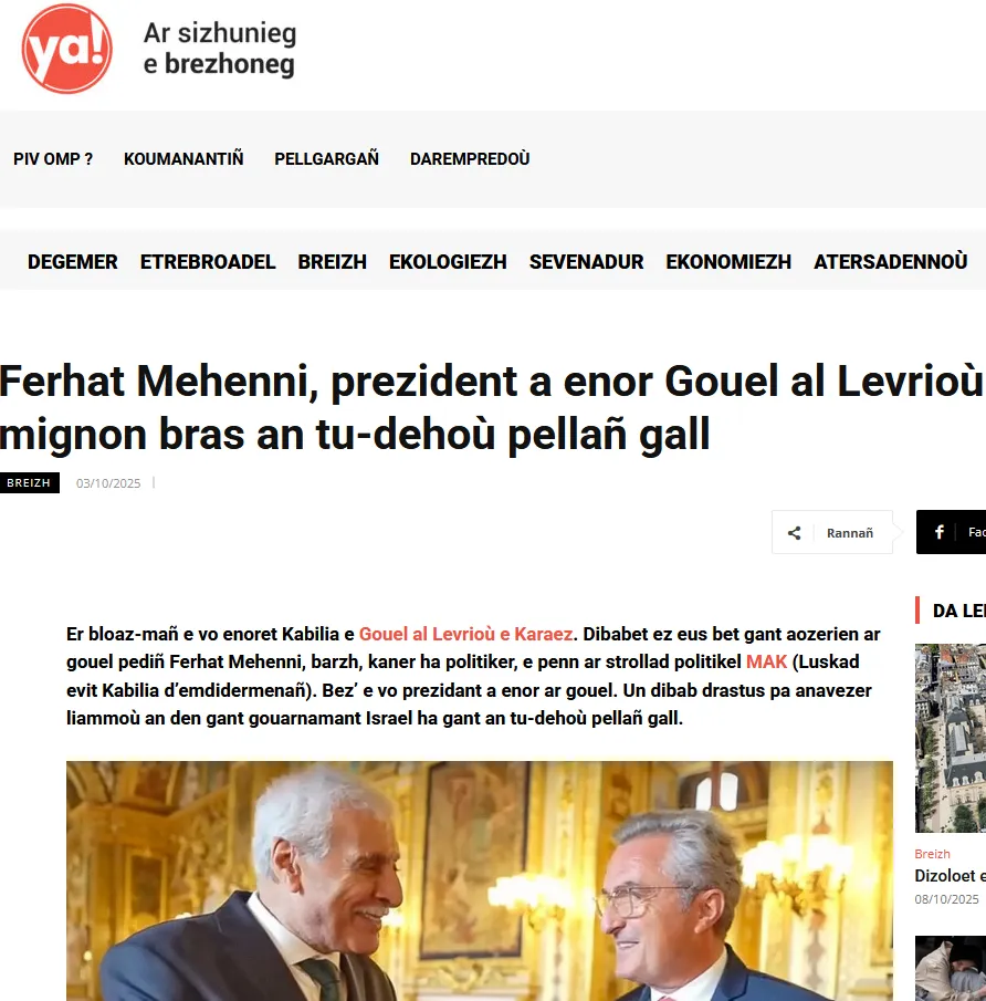 Gouel al levreier e Breizh : dizemglev diwar choaz ar prezidant a enor