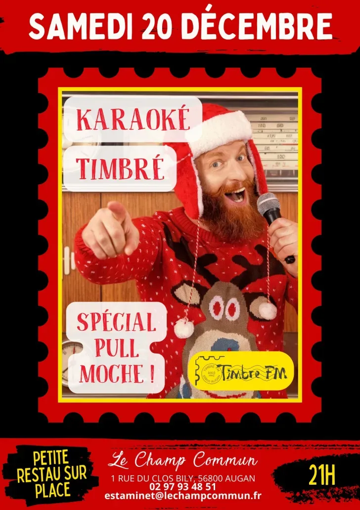 20/12/2025 => Soirée TIMBRE FM AU BAR : KARAOKÉ & PULL MOCHE ! Au Champ Commun à Augan