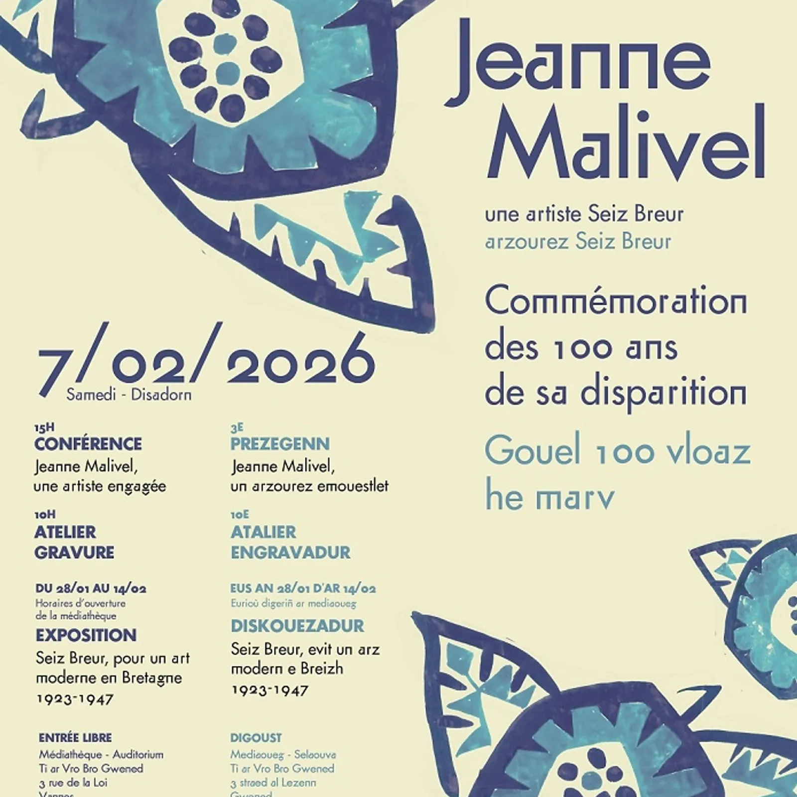 Lakaet e vo Jeanne Malivel war wel evit 100vet deiz-ha-bloaz he marv