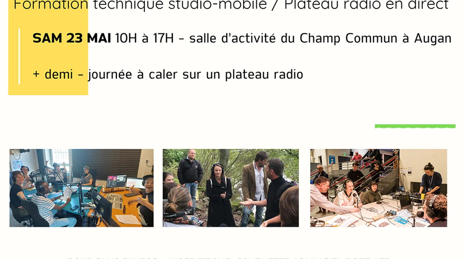 23/05/2026 => PROCHAINE FORMATION POUR LES BÉNÉVOLES : "Technique Studio-Mobile/Plateau-Radio en Direct" => INSCRIPTIONS OUVERTES !