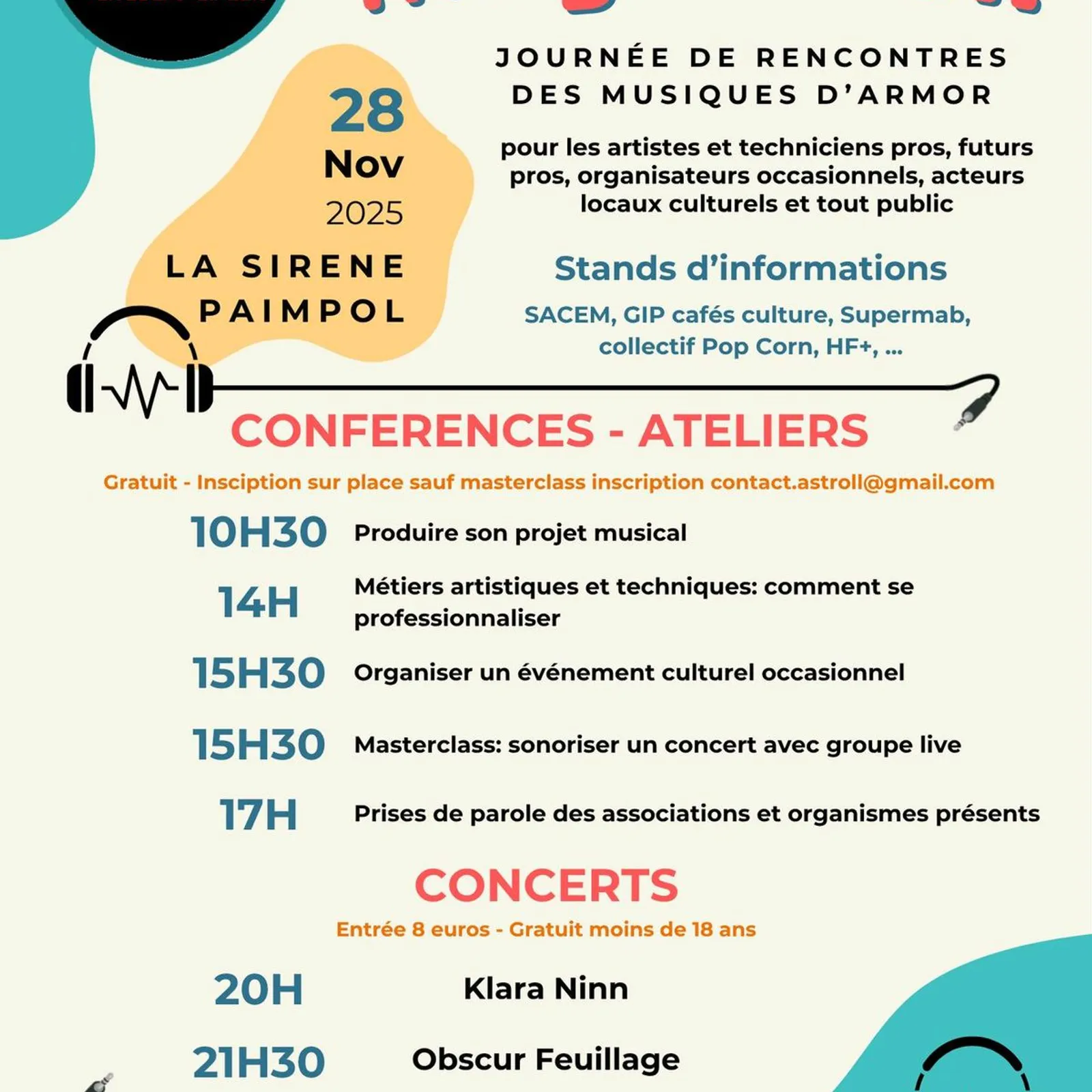 MégA-stroll  Journée de rencontres professionnelles des musiques d'Armor le 28 novembre à Paimpol