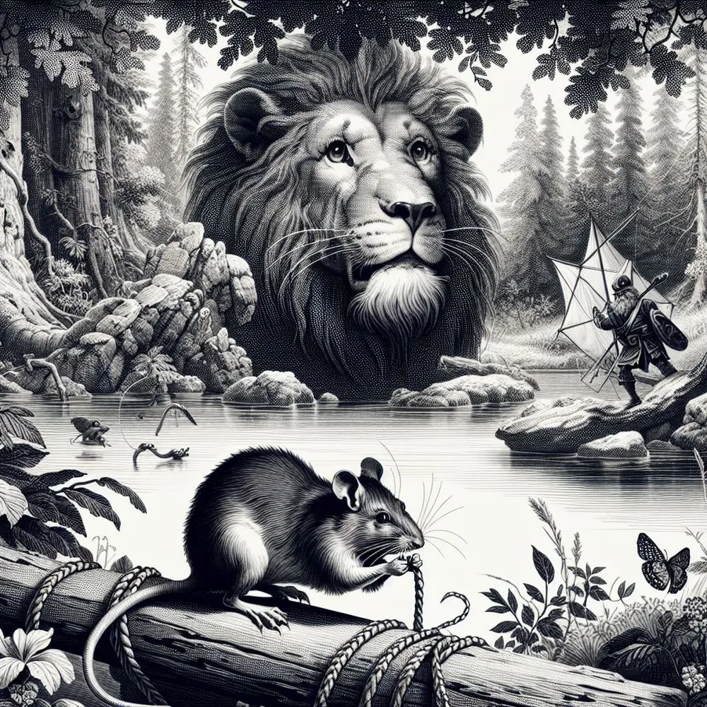 Le lion et le rat suivi par La colombe et la fourmi