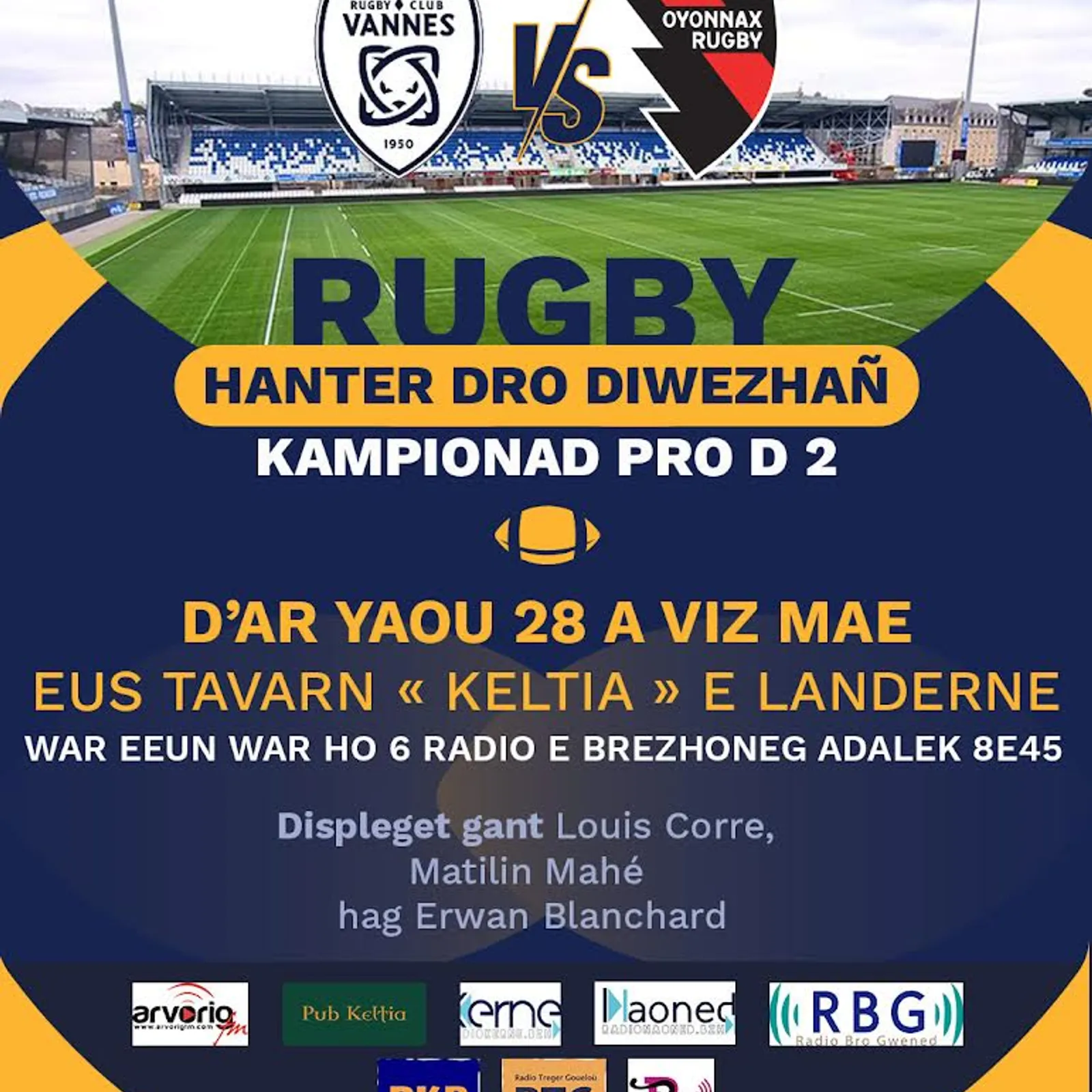 RC Gwened a c'hoario gourfenn kampionad Pro D2