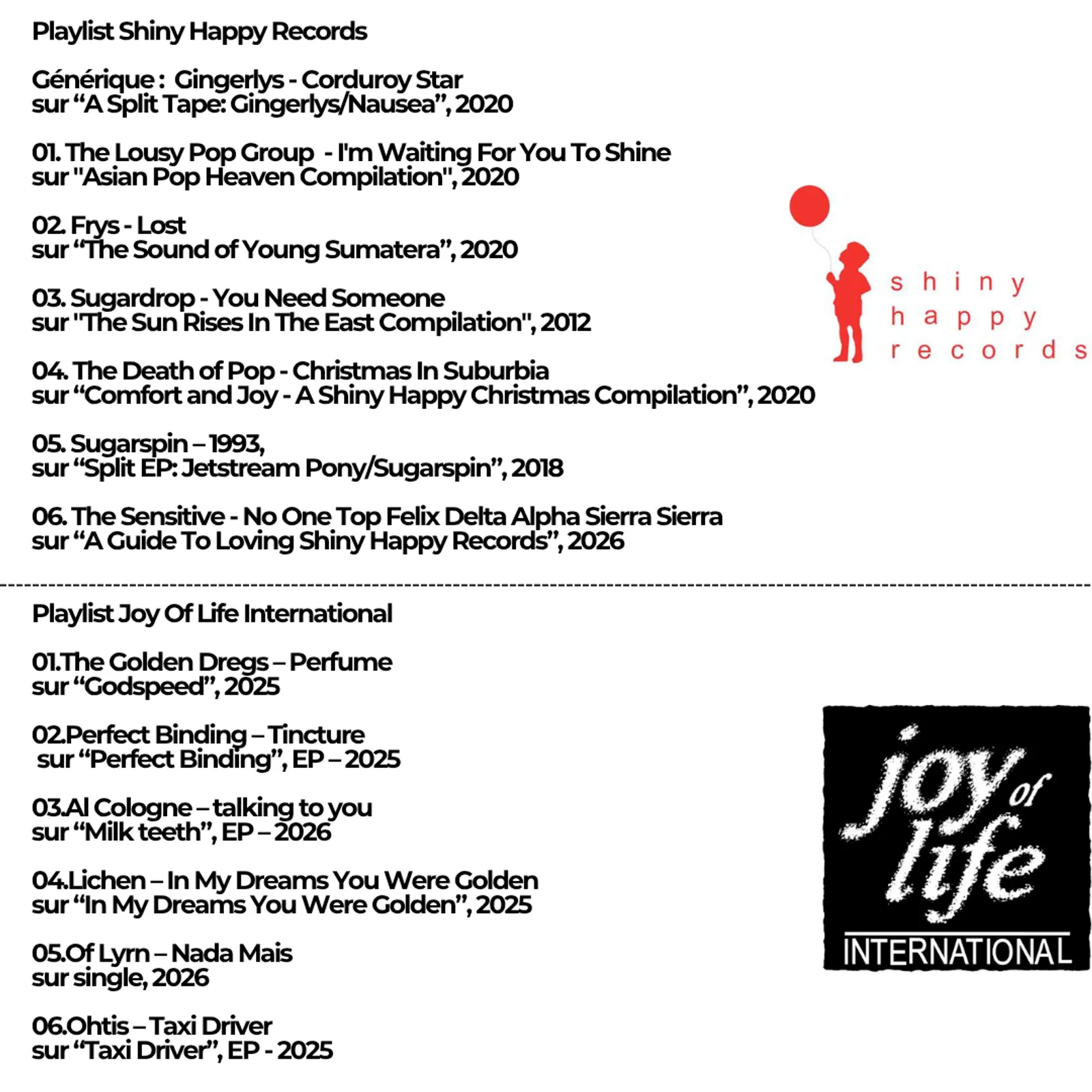 #94 Shiny Happy Records / Joy Of Life International 