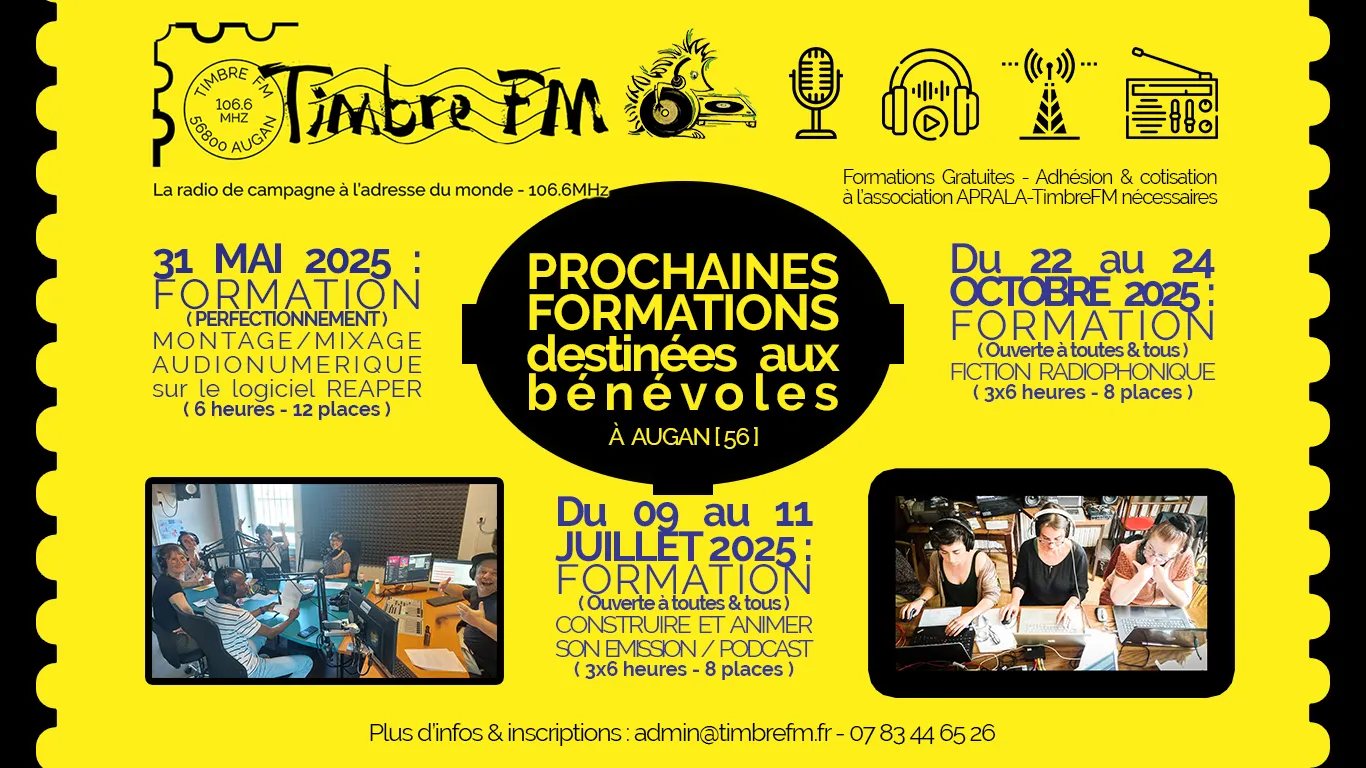 FORMATIONS collectives TIMBRE FM - 2025 - déstinées au bénévoles !